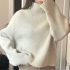 H&M Cozy Cream Ribbed Sweater